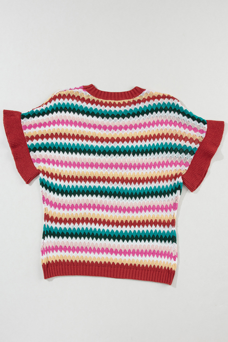 Maryam Sleeve Colorful Textured Sweater