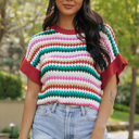 Multicolor XL Maryam Sleeve Colorful Textured Sweater