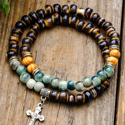 Matilda Layered Cross Beading Bracelet