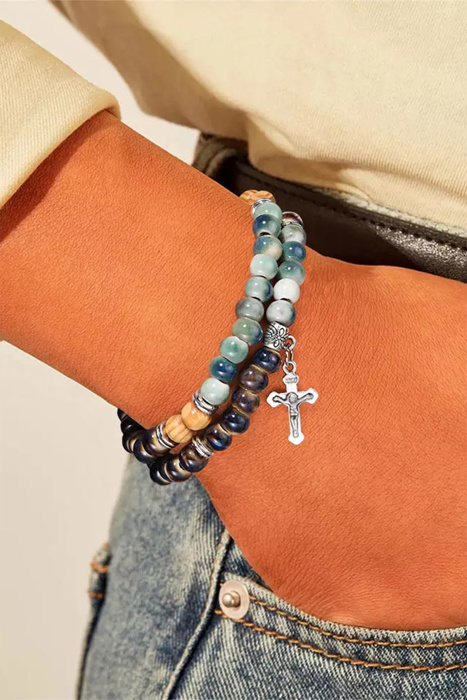Matilda Layered Cross Beading Bracelet