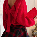 Fiery Red Small Mavis Backless Bubble Sleeve Sweater