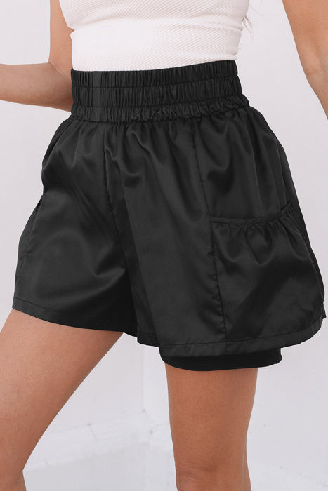 Maxine Elastic High Waist Pocketed Casual Shorts