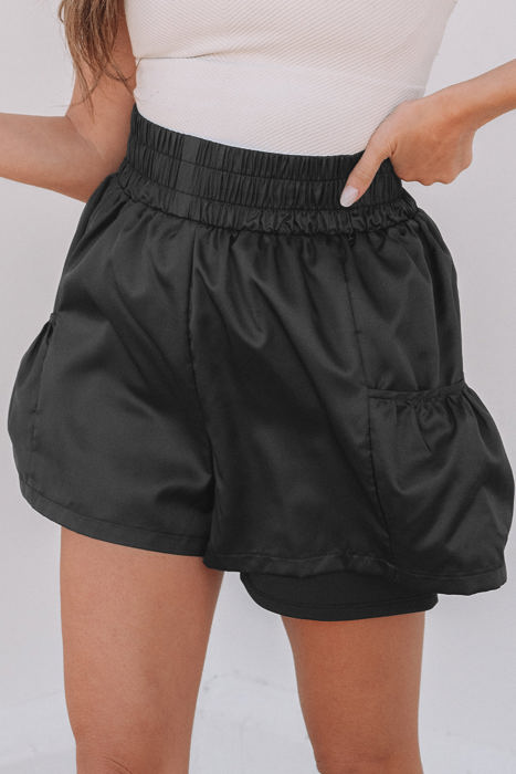 Maxine Elastic High Waist Pocketed Casual Shorts