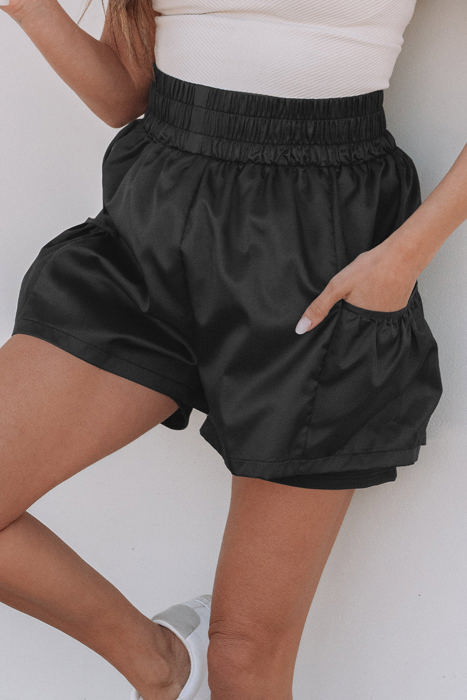 Maxine Elastic High Waist Pocketed Casual Shorts