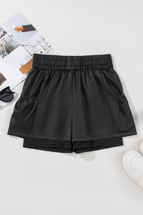 Maxine Elastic High Waist Pocketed Casual Shorts