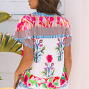  Maya Floral Striped Split Neck Blouse