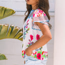  Maya Floral Striped Split Neck Blouse