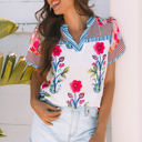  Maya Floral Striped Split Neck Blouse