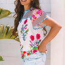  Maya Floral Striped Split Neck Blouse