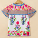  Maya Floral Striped Split Neck Blouse