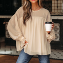  Mayaevi Sleeve Chiffon Blouse Long Sleeve Top