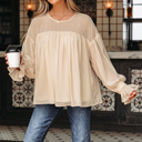  Mayaevi Sleeve Chiffon Blouse Long Sleeve Top