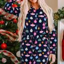 Navy Blue Medium Mazie Christmas Lights Print Shirt