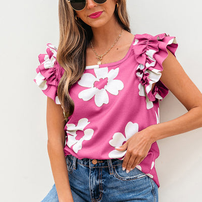Mazie Floral Ruffled Short Sleeve Blouse