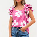  Mazie Floral Ruffled Short Sleeve Blouse