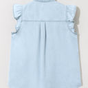  Mazie Mineral Wash Cap Sleeve Frilled Button Up Denim Shirt