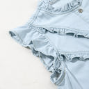  Mazie Mineral Wash Cap Sleeve Frilled Button Up Denim Shirt