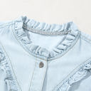  Mazie Mineral Wash Cap Sleeve Frilled Button Up Denim Shirt