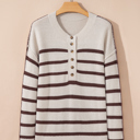 Brown Stripe Medium Mckenzie Drop Shoulder Slouchy Sweater