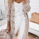 Beige XL Mckenzie Hollow-out Openwork Knit Cardigan