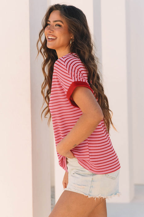 Mckenzie Stripe Knitted Round Neck Top