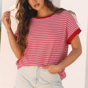 Pink Stripe Large Mckenzie Stripe Knitted Round Neck Top