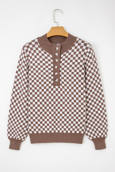 Mckinley Trim Checkerboard Knit Sweater