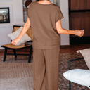  Megan Corded Short Sleeve Top and Casual Pants Set