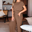  Megan Corded Short Sleeve Top and Casual Pants Set