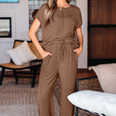  Megan Corded Short Sleeve Top and Casual Pants Set
