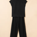  Megan Corded Short Sleeve Top and Casual Pants Set