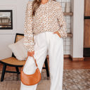  Melanie Lace Floral Puff Sleeve Top