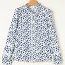 Blue Printed XXL Melanie Lace Floral Puff Sleeve Top