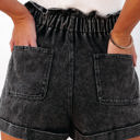  Melany Vintage Washed Frilled High Waist Denim Shorts