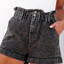 Black Size 12 Melany Vintage Washed Frilled High Waist Denim Shorts