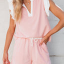  Melissa Trim Ruffled Top and Drawstring Shorts Set