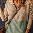  Melissa Two Tones Color Block Half Zip Fleece Sweatshirt