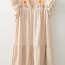 Meredith Embroidery Split Neck Short Dress