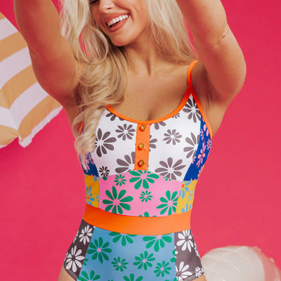 Meredith Floral Spaghetti Straps Swimsuit