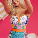 Orange Large Meredith Floral Spaghetti Straps Swimsuit