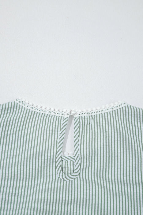 Meredith Stripe Lace Patchwork Crew Neck Tank Top
