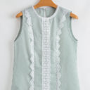 Green Stripe Medium Meredith Stripe Lace Patchwork Crew Neck Tank Top