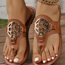  Metal Decor Thong Slippers