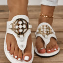 White Size 8.5 Metal Decor Thong Slippers