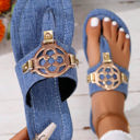 Dusk Blue Size 8.5 Metal Decor Thong Slippers