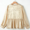  Metallic Frilled V Neck Puff Sleeve Babydoll Blouse