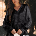 L - 12/14 Large Metallic Frilled V Neck Puff Sleeve Babydoll Blouse