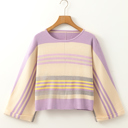 Purple Stripe XL Mia Cuffed Dolman Sleeve Sweater