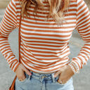 Red Large Mia Striped Long Sleeve Top