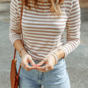 Brown Medium Mia Striped Long Sleeve Top